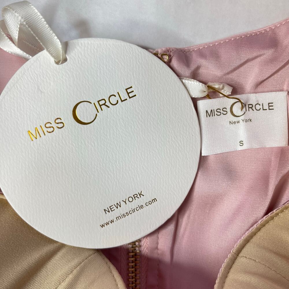 Miss Circle Camila Pink Satin Corset Mini Dress size S New long sleeve Pastel - Picture 5 of 13